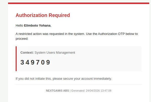 OTP for System Users Management
